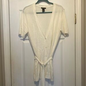 Ivory off white short sleeved cardigan New York & Company size XL